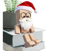 Genérico Figura de Hombre de Madera Característica de Escultura de Madera Natural: Modelo de Padre Noel de 5 Pulgadas, de articulación Animado con Movimiento de Suave | Alegría navideña con pie