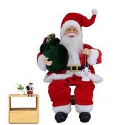 Genérico Figura de Padre - Adorno De Padre Sentado de Peluche De 13,8 Pulgadas, Decoración De Vacaciones Dulce, Juguete Festivo Tradicional, Figura De Peluche De Vino Tinto | Para La Maiso