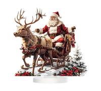 Genérico Figura De Papá Noel En Trineo con Renos - Decoración Navideña Acrílica para Escritorio Y Hogar