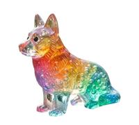 Genérico Figura De Perro - Escultura De Cachorro De Resina Degradada De íris, De Decoración De Escritorio De Arte Moderno, Acento De Pantalla De Color Vibrante | Figura De Perro para Interior