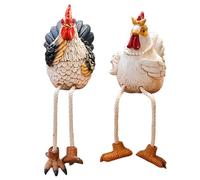 Genérico Figura De Pollo - Arte Decorativo De Resina De 2 Piezas para Patio | Conjunto de Estatuas de Animales de Jardín para Césped - para Césped Porche Patio Terraza Cocina
