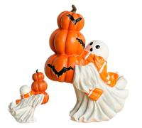 Generico Figura Fantasma de Halloween - Estatua de resina espectral artística y extravagante con calabazas, fantasma de medio | Esculturas góticas para interior, escritorio, escaparate, Tabletop