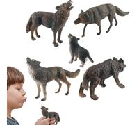 Genérico Figuras De De Lobo: 5 Figuras Realistas Ďe Animales Đe Lobo Ártico, Kit D́e Modelo D̄e Vida Silvestre Sólido Visual, Dé Tamaño Compacto Impermeables, Accesorios Detallados Ďé Pais
