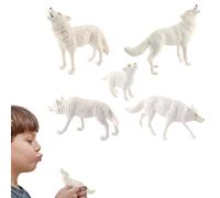 Genérico Figuras De De Lobo: 5 Figuras Realistas Ďe Animales Đe Lobo Ártico, Kit D́e Modelo D̄e Vida Silvestre Sólido Visual, Dé Tamaño Compacto Impermeables, Accesorios Detallados Ďé Pais