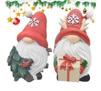 Generico Figuras de gnomos navideños, estatuas de Papá Noel de 2 piezas | Gnomos para , para oficina, mesa, estantería, interior, cocina, escritorio, baño y casa
