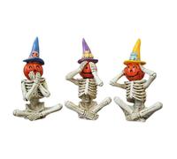 Generico Figuras De Halloween,Conjunto De Modelos De Resina De Esqueleto Y Estilo Oscuro | Escultura Espeluznante Para Halloween Ver Escuchar Hablar No Mal Para Jardín Sala