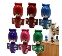 Genérico Figuras de Madera - Muñecas con Kimono Figuritas de Madera,Decoración De Escritorio Tradicional 6 Piezas Regalo para Familia Adolescentes Amigos Compañeros De Clase