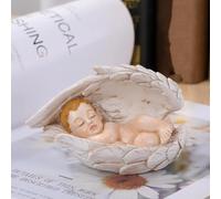 Genérico Figuras del Belén, Estatua Religiosa de Escritorio, Niño Durmiendo en Alas de Ángel de Resina para Vitrina Escritorio Mesilla Estantería Alfeizar