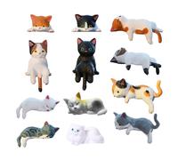 Genérico Figuras Mini Gato Decoración 12 Piezas Colores Mezclados - Gato Resina/PVC 3,9x23,8 Cm Cada Una 6,3 G, para Salpicadero Coche, Espejo Retrovisor, Escritorio, Hogar, Oficina, Estantería