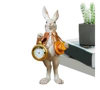 Genérico Figurina De Conejo | con Reloj Decoración Divertida para el Hogar con Animales - Decoración de Mesa Resina Conejo de Primavera - para Dormitorio Oficina Casa De Campo Escuela Restaurante