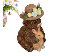 Genérico Figurines Decorative Farm Animal Statue, Cute Resin Holding Rabbit Tabletop Ornament Sculpture, Realistic Mini Toy Decoration Display for Home Desk Holiday Easter Party Wedding Bedroom