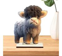 Genérico Figurines Et Jouets Solaires - Figurine Vache Highland En Bois | Décoration Rustique Pour Bureau, Maison, Salon - Ornement De Bétail, Cadeau Pendaison De Crémaillère