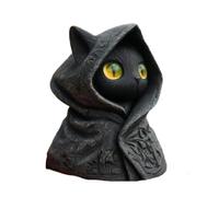 Genérico Figurita misteriosa de Gato Encapuchado, Estatua gótica de Gato Negro Hecha a Mano, para Decorar el Escritorio o la estantería de casa, Regalo para los Amantes de los Gatos (C)