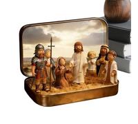Genérico Figuritas De Jesús Pequeñas | De Hojalata con Escena De Pascua Religiosa,Escena Sufrimiento de Jesús Decoración Religiosa | para Hogar Dormitorio Mesa Estante Escuela Oficina Granja