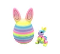 Generico Filamento de huevo de Pascua impreso 3D, 5 cm, huevo interactivo Rainbow Gradient Egg with Movable Rabbit | Desktop Ornament for Home, Bedroom, Living Room, Office, Party, Birthday, Childr
