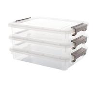 Genérico File Organizer Box - 3 Pieces Clear Stackable for Documents | Transparent Polymer with Snap-Lock Latches & Slim Profile for Archiving, Protecting, Sorting and Categorizing A4 Paper Letters