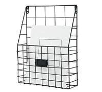 Genérico File Organizer Wall Mount, Metal Storage Rack Holder, Decorative Shelf Basket Display for Home Office Bathroom Kitchen, Stylish Wall Mounted Organizer for Papers and Daily Essentials