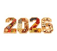 Genérico Fillable Number Serving Třay - 4-Piece Wooden Charcuterie Platter Set | Party Food Display Tray For 2026 New Year Graduation | For Birthdays, Weddings, Snacks Candy Postres