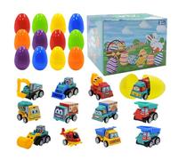 Generico Filled Easter Eggs - Educational Construction Vehicle | Easter Basket Stuffers, with Toys, Race Car for Kids Boys Hunt Pull Back Car for Kids Aged 3-8 Years Old