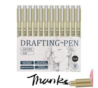 Genérico Fine Liner Pens | 12 Pieces Waterproof Ink Multiliner Pens | Waterproof Drawing Supplies Pencil for Note Taking Planner Manga Sketching School Agenda Writing Calendar Journal Outlining