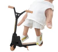 Genérico Finger Scooter Toy, Mini Fingerboard Scooter, Interactive Two-Wheel Design, Includes Finger Shoes and Clothing, Fun Game, Ideal for Kids and Teens, Black Color, 1 Piece