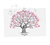 Genérico Fingerprint Tree Canvas | Wall Art Guest Book | Home Signing Gender Reveal Party Photo Props Wall Art Creative Household Decorations Fingerprint Tree Gathering Wedding Canvas Signs Book