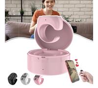 Genérico Fingertip Wireless Bluetooth Remote Control Ring, Video Remote Control App Page Turner, Rechargeable Scrolling Rings for Phones Tablets Camera (Charging Case,Pink)