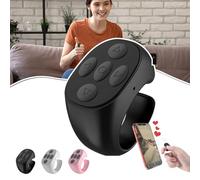 Genérico Fingertip Wireless Bluetooth Remote Control Ring, Video Remote Control App Page Turner, Rechargeable Scrolling Rings for Phones Tablets Camera (Charging Cable,Black)