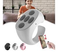 Genérico Fingertip Wireless Bluetooth Remote Control Ring, Video Remote Control App Page Turner, Rechargeable Scrolling Rings for Phones Tablets Camera (Charging Cable,White)
