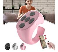 Genérico Fingertip Wireless Bluetooth Remote Control Ring, Video Remote Control App Page Turner, Rechargeable Scrolling Rings for Phones Tablets Camera (Charging Cable,Pink)