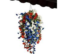 Genérico Fiori Artificiali Patriottici - Tessuto Di Seta 76 Cm Decorazione Tricolore Commemorativa | Fiori Artificiali | Finti Patriottici Resistenti UV per Memorial Day Portico Balcone Giard