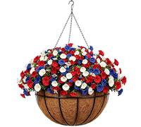 Genérico Fiori del 4 Luglio | Commemorativo Patriottico Rosso Bianco BLU Artificiale - Fiori Decorativi per Il 4 Luglio | per Patio Giardino Cortile Balcone Decorazione