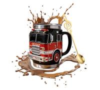 Genérico Fire Rescue Mug - For the Bravest Among Us, Handcrafted Fire Rescue Car Coffee Mug, 3D Fires Truck Coffee Cup Double Wall Stainless Steel Insulated Tumbler (1PCS)
