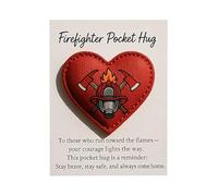 Genérico Firefighter Hug - Heart Shape Inspirational Souvenir, Portable Encouragement Cards | For Fireman Rescue Personnel Deployment Training Birthday Christmas Graduation Holiday Themed Events