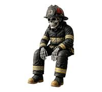 Genérico Firefighter Skull Figurines - Scary Gothic Halloween Skull Statue, Skeleton Shelf Decor For Home Tabletop Desktop Bookshelves Bookcase Mantels Library Reading Corner Room Bathroom
