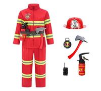 Genérico Fireman Dress Up For Kids - Poliéster, set Pretend Play Design | Role Play Firefighter Outfit With Toy Extinguisher, Fireman Costume For, Dress Up, Games, Party, Home Activities