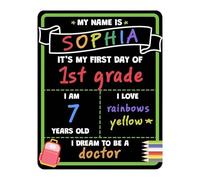 Genérico First Day Of School - Sign for Evaluation | Reutilizable Double Sided Chalkboard with Resilient Frame Sleek & Photography Props, Home and Professional Preschooler Pupil Student Utility