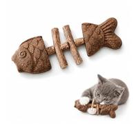 Genérico Fish Bone Cat Chew Toy, Catnip Silvervine Stick, Wooden Fishbone Bite Toy for Indoor Play and Daily Fun (B)