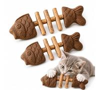Genérico Fish Bone Cat Chew Toy, Catnip Silvervine Stick, Wooden Fishbone Bite Toy for Indoor Play and Daily Fun (B+B)