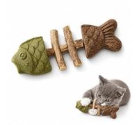 Genérico Fish Bone Cat Chew Toy, Catnip Silvervine Stick, Wooden Fishbone Bite Toy for Indoor Play and Daily Fun (C)