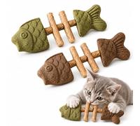 Genérico Fish Bone Cat Chew Toy, Catnip Silvervine Stick, Wooden Fishbone Bite Toy for Indoor Play and Daily Fun B)