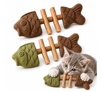 Genérico Fish Bone Cat Chew Toy, Catnip Silvervine Stick, Wooden Fishbone Bite Toy for Indoor Play and Daily Fun (B+C)