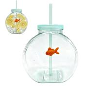 Genérico Fish Bowl Tumbler with Straw,Reusable Novelty Fish Bowl Drinkware Cups with Lids,1200ml Big Capacity Plastic Clear Fishs Bowls Cocktail Cups,for Drink,Parties,Beach,Table Decor