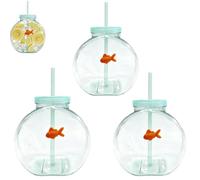 Genérico Fish Bowl Tumbler with Straw,Reusable Novelty Fish Bowl Drinkware Cups with Lids,1200ml Big Capacity Plastic Clear Fishs Bowls Cocktail Cups,for Drink,Parties,Beach,Table Decor