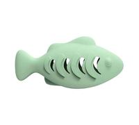 Genérico Fish-Shaped Cat Treat Dispenser Toy - Food Grade Silicone Slow Feeder for Indoor/Outdoor, Bite-Proof Puzzle Toy Stimulates Hunting Instinct (Blue/Green/Beige, 4.7")(Green)
