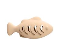 Genérico Fish-Shaped Cat Treat Dispenser Toy - Food Grade Silicone Slow Feeder for Indoor/Outdoor, Bite-Proof Puzzle Toy Stimulates Hunting Instinct (Blue/Green/Beige, 4.7")(Beige)