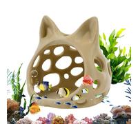 Generico Fish Tank Cave - Cat Head Shape Hollow 3D Printed Aquarium, Shrimp Cave Decoration for Aquariums | Safe Hiding Resting Shelter for Fish Shrimp Tank Setup | Creative Aquarium Ornament