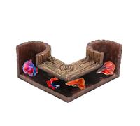 Genérico Fish Tank Tunnel - Resin 14x13.5x6.5cm | Two Hole Shrimp Cave Wood Grain Aquatic Shelter | Aquarium Decor for Saltwater Freshwater Corner Tanks Home Bedroom Restaurant Living Room Use