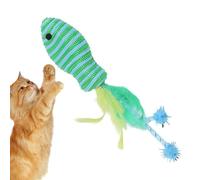 Genérico Fish Toys for Cats, Interactive Teaser Toys, Cotton Rope, Hose, Felt, Plush Colorful Entertainment Supplies, Portable Cat Accessories for Exercising and Playing, 19cm