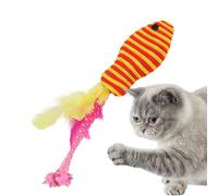 Genérico Fish Toys for Cats, Interactive Teaser Toys, Cotton Rope, Hose, Felt, Plush Colorful Entertainment Supplies, Portable Cat Accessories for Exercising and Playing, 19cm
